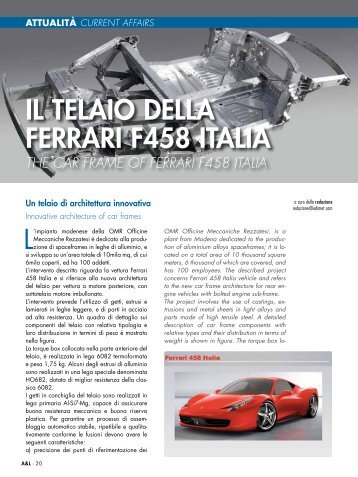 il telaio della Ferrari F458 italia - Aluplanet