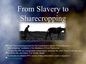 From Slavery to Sharecropping - Database of K-12 Resources