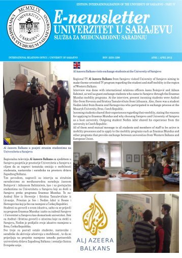 IRO UNSA E-newsletter April 2012 - University of Sarajevo