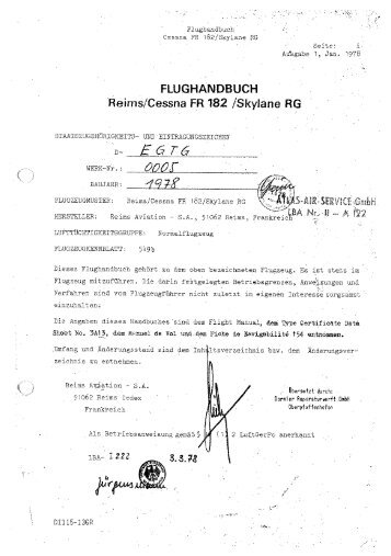 Flughandbuch D-EGTG Teil 1 - C182RG (.pdf Dokument