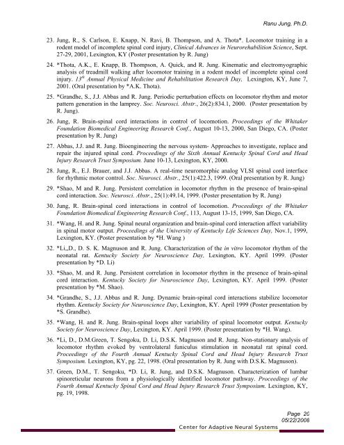 Page 1 5/22/2008 RANU JUNG, Ph.D. Office Home PO Box 879709 ...