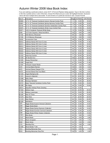 Autumn Winter 2008 Idea Book Index