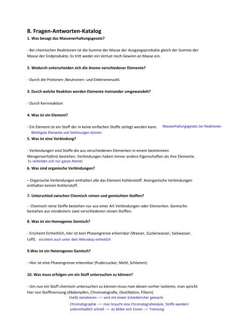 Fragen und Antworten Katalog