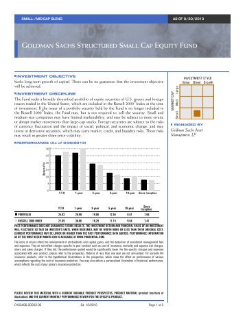goldman sachs structured small cap equity fund - Prudential