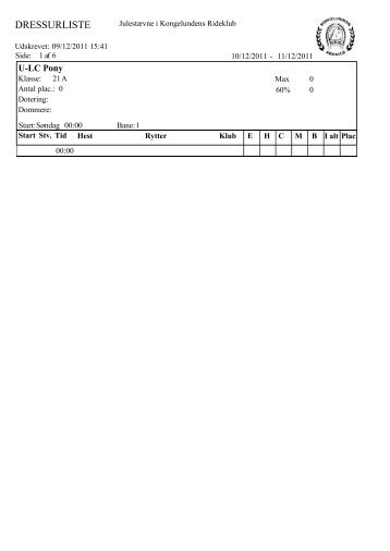 Crystal Reports - Dressurliste.rpt - Kongelundens Rideklub