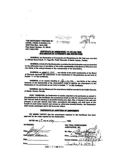 Declaration Bristol Management Services Inc