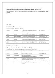 Lehrplanung für das Studienjahr 2010–2011 (Stand: 08. 07. 2010)