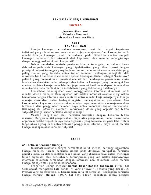 Penilaian Kinerja Keuangan Usu Library Universitas Sumatera