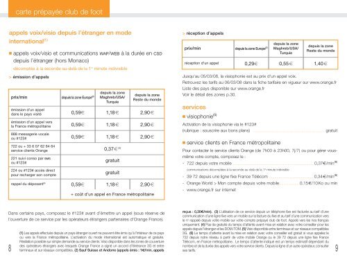 les tarifs - Orange mobile