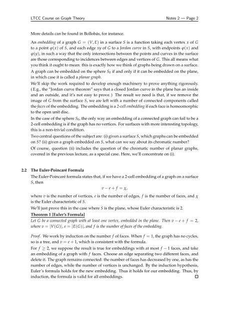 LTCC Course on Graph Theory 2010/11 Notes 2 Graphs on ...