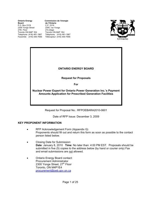 RFP - Ontario Energy Board