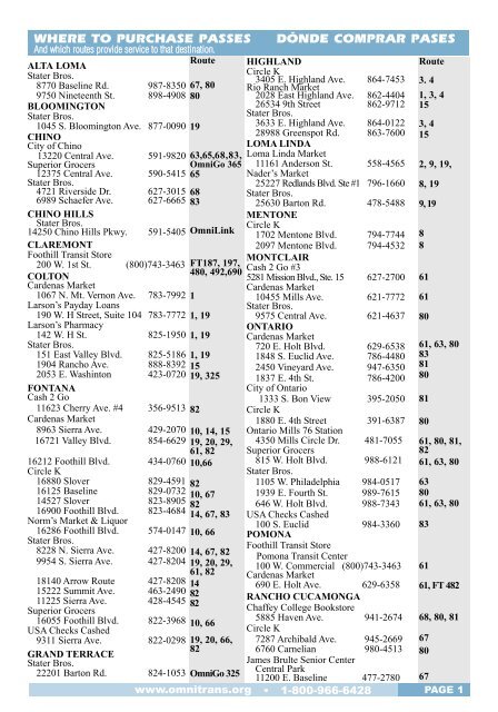 where to purchase passes dÃ³nde comprar pases - Omnitrans