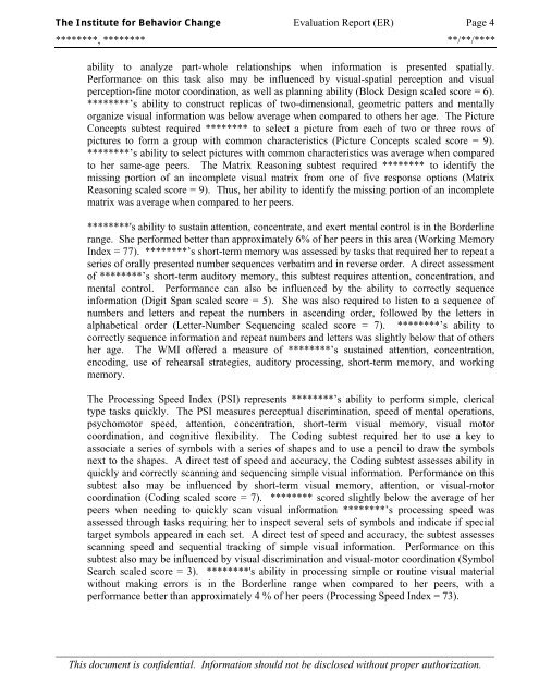 Sample Evaluation Report for a child in need of Special Education ...