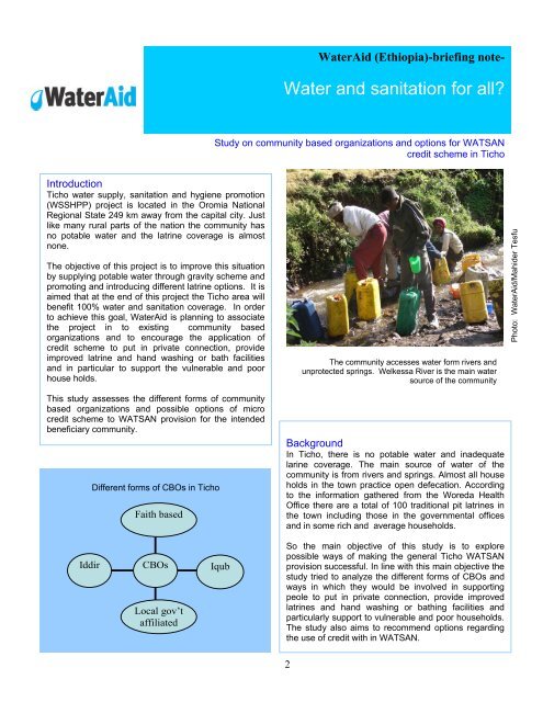 Community-based organisations and options for WATSAN - WaterAid