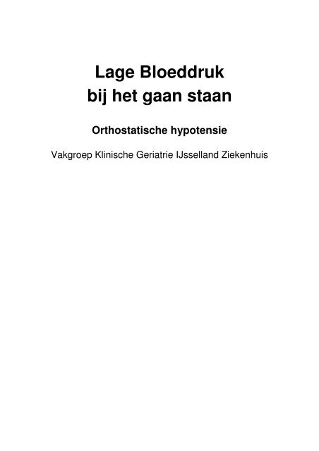 Lage Bloeddruk bij het gaan staan - IJsselland Ziekenhuis