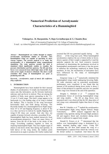 Numerical Prediction of Aerodynamic Characteristics of a ... - IRD India