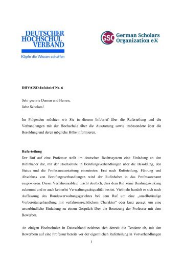 1 DHV/GSO-Infobrief Nr. 6 Sehr geehrte Damen und Herren, liebe ...