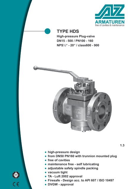 TYPE HDS Plug-Valve high-pressure design