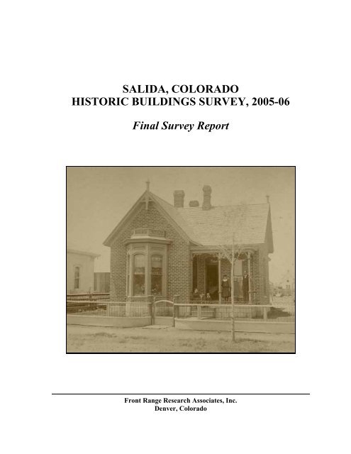 Salida Colorado, Historic Buildings Survey, 2005-06 - City of Salida