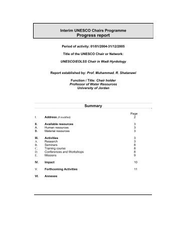 Progress report - The University of Jordan