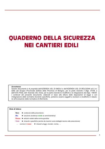 QUADERNO DELLA SICUREZZA NEI CANTIERI EDILI