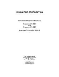 YUKON ZINC CORPORATION