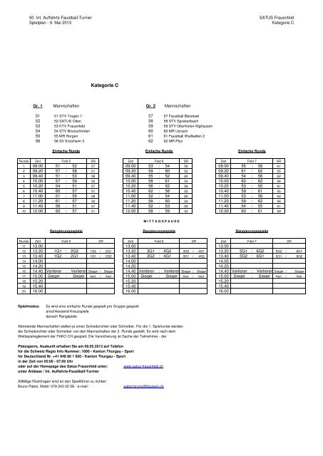 Spielplan - Faustball SATUS Kreuzlingen