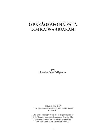 O PARÃGRAFO NA FALA DOS KAIWÃ-GUARANI - Sil.org