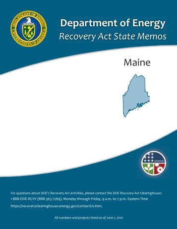 Maine Recovery Act State Memo - U.S. Department of Energy