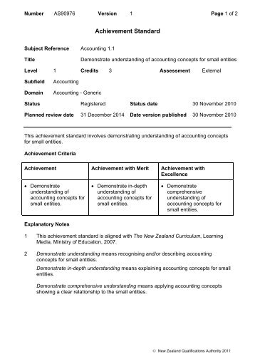 90976 Demonstrate understanding of accounting concepts ... - NZQA