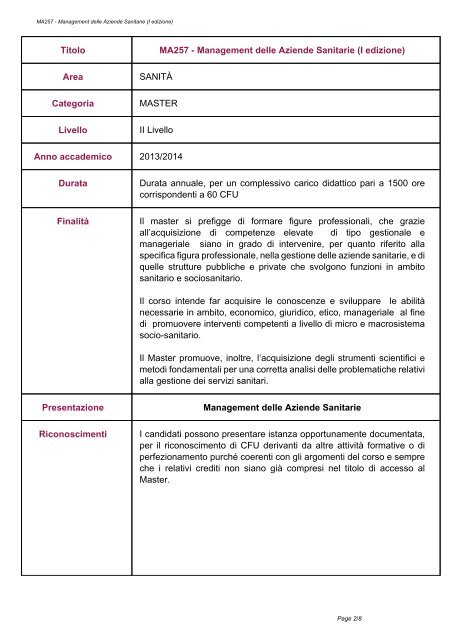 MA257 - Management delle Aziende Sanitarie (I ... - Cesd-onlus.com