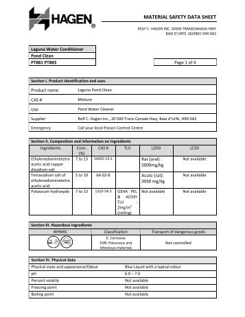 Laguna Pond Clean PT881, PT883 - Regulatory-info-hsx.com