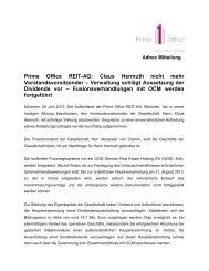 Claus Hermuth nicht mehr Vorstandsvorsitzender - Prime Office AG