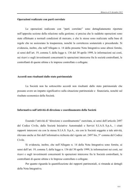 Bilancio d'esercizio e consolidato 2012 - SALT \ SocietÃ  Autostrada ...