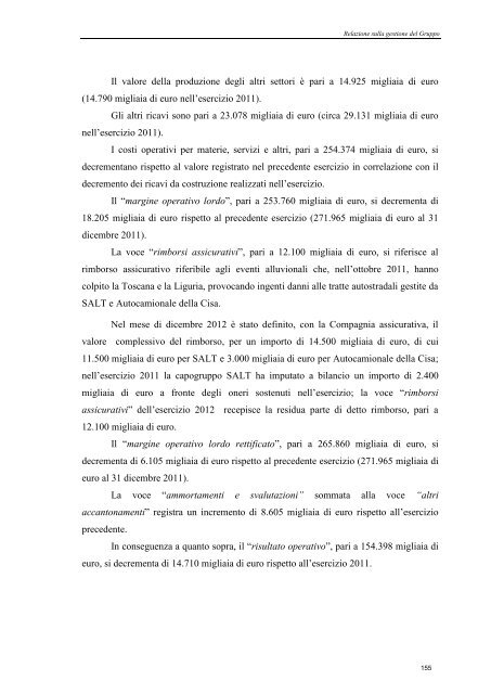 Bilancio d'esercizio e consolidato 2012 - SALT \ SocietÃ  Autostrada ...