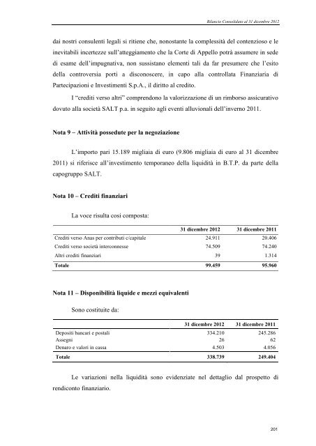 Bilancio d'esercizio e consolidato 2012 - SALT \ SocietÃ  Autostrada ...