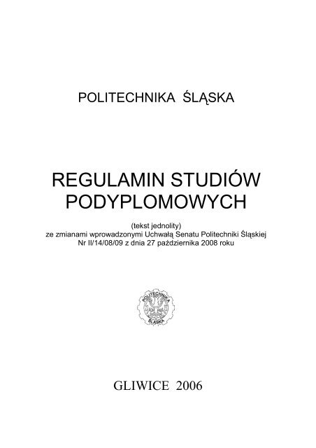 REGULAMIN STUDIÃW PODYPLOMOWYCH - Politechnika ÅlÄska