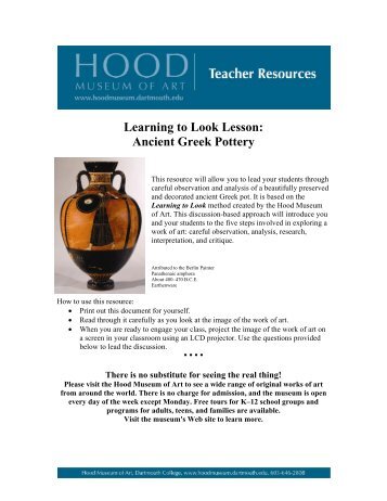 Learning to Look Lesson: Ancient Greek Pottery - Hood Museum of Art