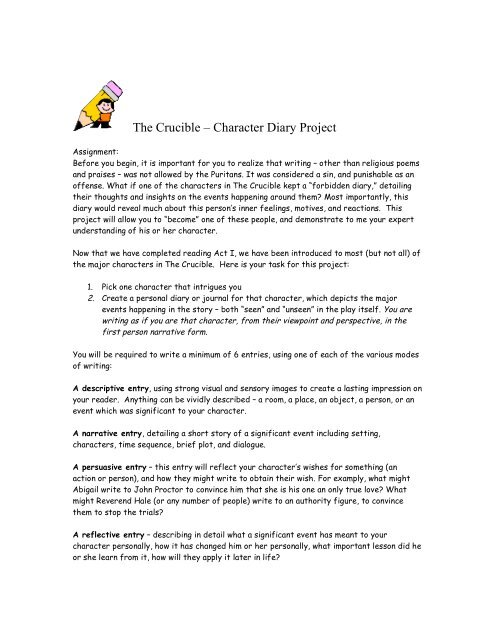 The Crucible â€“ Character Diary Project