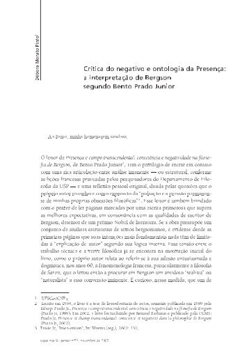 CrÃ­tica do negativo e ontologia da PresenÃ§a - O Que Nos Faz Pensar