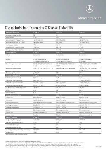 Die technischen Daten des C-Klasse T-Modells. - Mercedes-Benz ...