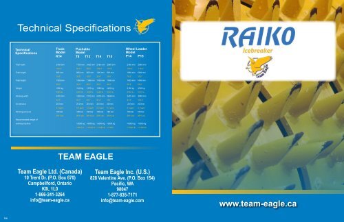 Technical Specifications - Team Eagle Ltd.