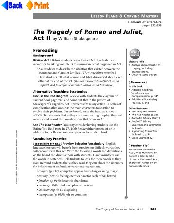 The Tragedy of Romeo and Juliet, Act II - McGavockEnglish1