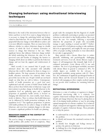 Changing behaviour: using motivational interviewing techniques