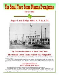 The Small Town Texas Mason's E-Magazine Sugar Land Lodge ...