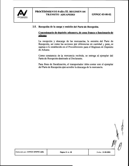 Procedimiento para el RÃ©gimen de TrÃ¡nsito Aduanero - Sidunea ...