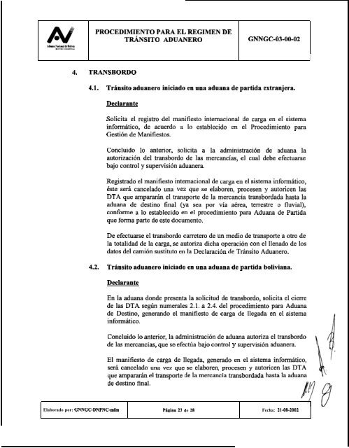 Procedimiento para el RÃ©gimen de TrÃ¡nsito Aduanero - Sidunea ...