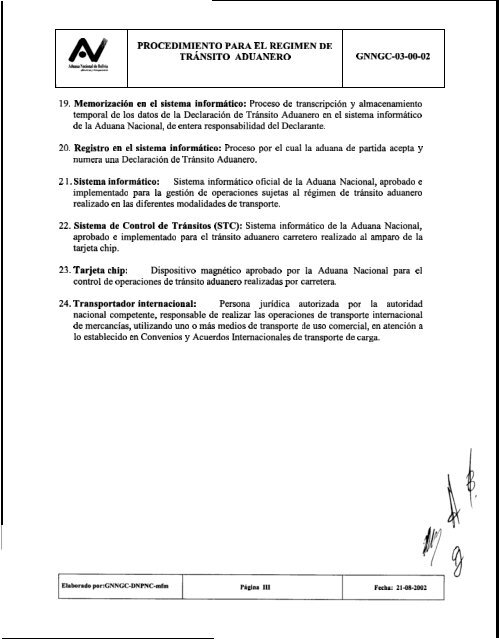 Procedimiento para el RÃ©gimen de TrÃ¡nsito Aduanero - Sidunea ...