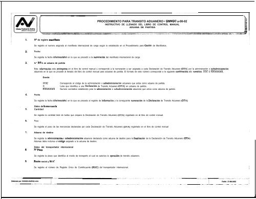 Procedimiento para el RÃ©gimen de TrÃ¡nsito Aduanero - Sidunea ...