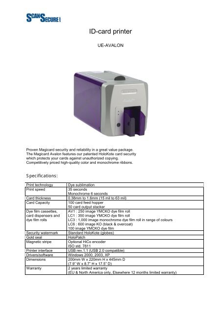 Magicard Avalon Id Card Printer